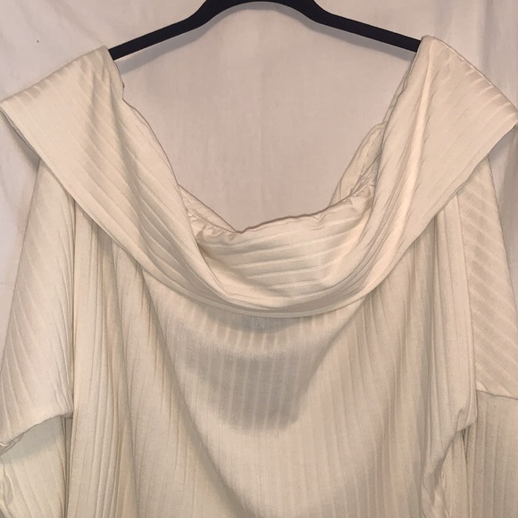 Fashion nova off shoulder cream off white ribbed bodysuit, 3/4 sleeves NWT 2XL - Picture 3 of 15